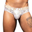 ANDREW CHRISTIAN™ Almost Naked - Golden Tiger Brief - white & gold glitter tiger print briefs feature Andrew Christian's waistband & Almost Naked anatomically correct pouch.
