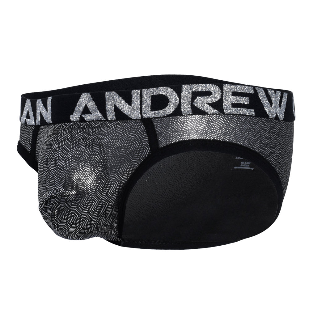 ANDREW CHRISTIAN™ Almost Naked - Gunmetal Brief - shimmery silver briefs feature Andrew Christian's signature waistband & Almost Naked anatomically correct pouch. 2