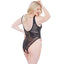 Allure Kitten - Daizy Teddy - Curvy - plus-size crotchless one-piece shows off your bust with a plunging V-neck & corset lacing, with easy dual-zip closure at the sides. back image