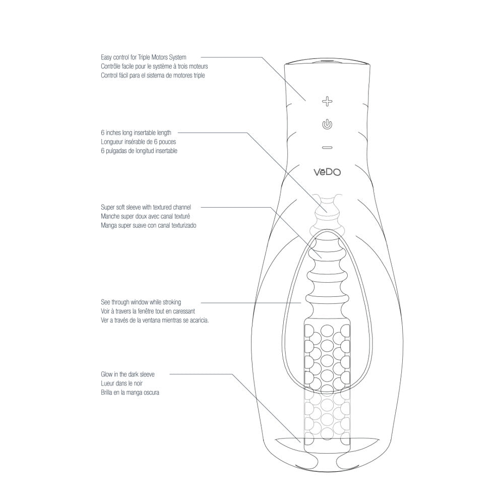 VēDO™ Torpedo - Rechargeable Vibrating Stroker - masturbator toy has triple motors with 10 awesome vibration modes in its textured sleeve. Waterproof & rechargeable for your convenience. (4)