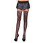 This versatile sheer thigh-high stockings are a great alternative to pantyhose & have 3" striped tops lined w/ silicone bands to stay up w/out a garter belt. Black.