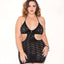 Glitter - Halter Knit Hosiery Chemise with Cutout - 32120X - Curvy. This plus-size black chemise has waist-emphasising cutouts & a deep neckline + an eye-catching shredded swirl pattern.