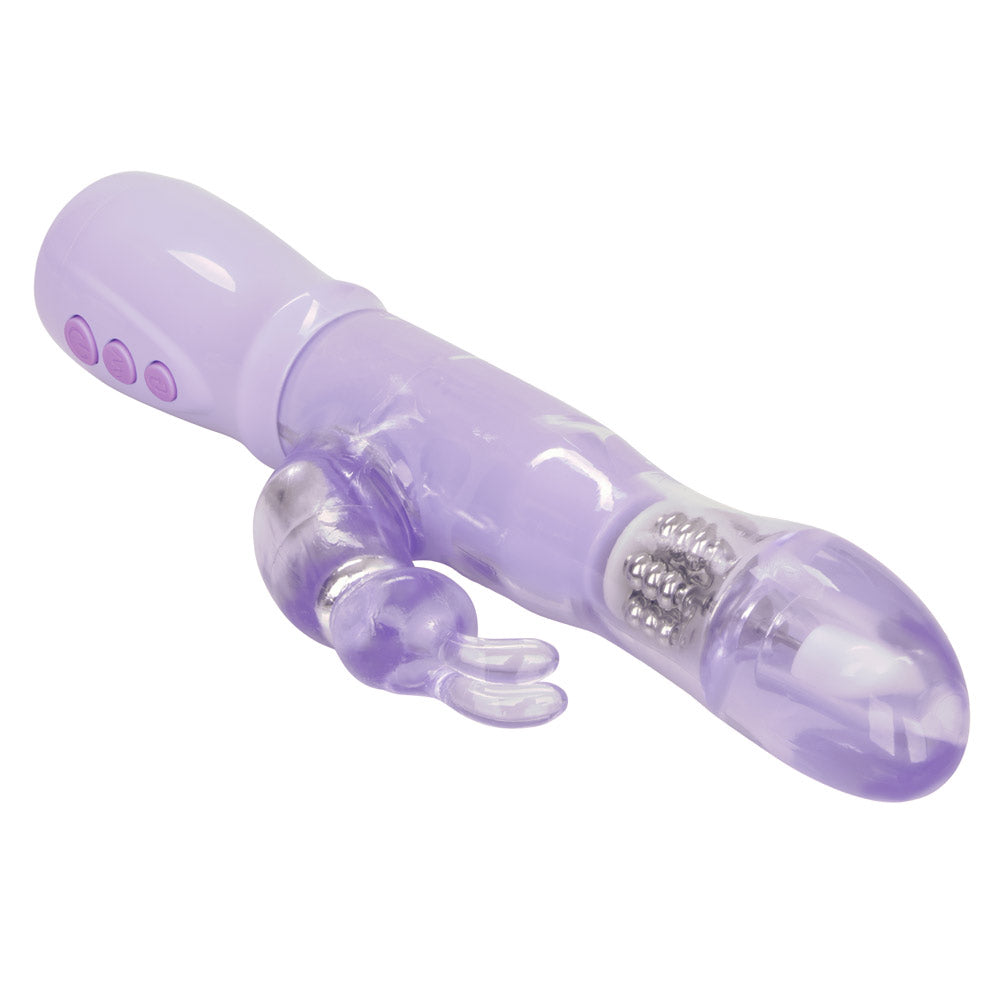 Intense Thrusting Jack Rabbit - features 7 heavenly clitoral vibration modes & has a curved bulbous G-spot head with 2 synchronous speeds of thrusting & rotating beads. Purple (3)
