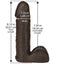 Doc Johnson® Vac-U-Lock™ 8" Realistic® Cock - dildo has a removable Vac-U-Lock compatible suction cup & is moulded from a real penis with realistic phallic head, veiny shaft & testicles. Black, size dtails