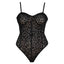 Love In Leather - Black Mesh Leopard Print Teddy Front