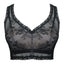 Front of iCollection Tia Lyn Black Floral Lace Racerback Bra Women's Lingerie