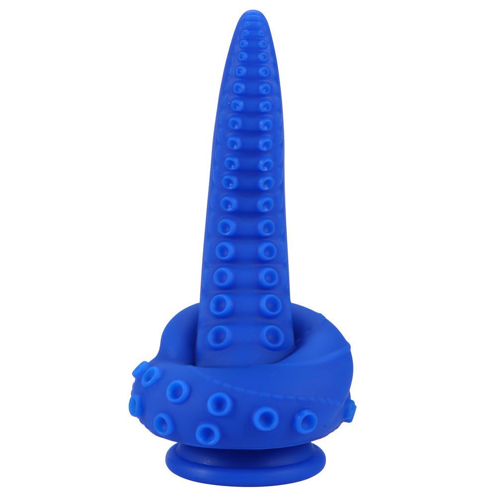 Bondara - Coiled Tentacle Dildo - tapered curved tip for perfect G- or P-spot stimulation, suckers + grooved texture & a wide coiled base for safe anal or vaginal play. Blue