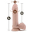 A Loverboy Cowboy realistic 8 inch dildo shows measurements of whole sex toy.