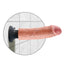 King Cock - 8" Vibrating Cock with posable spine and strong suction cup base, flesh colour. strong enough to suction onto a smooth shower wall