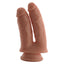 X-Men 9" Double Penetrator Vaginal + Anal Dildo w/ Suction Cup - realistically shaped dual dildo has 2 differently sized dongs with phallic heads & bulging veiny shafts atop a harness-compatible suction cup. Flesh