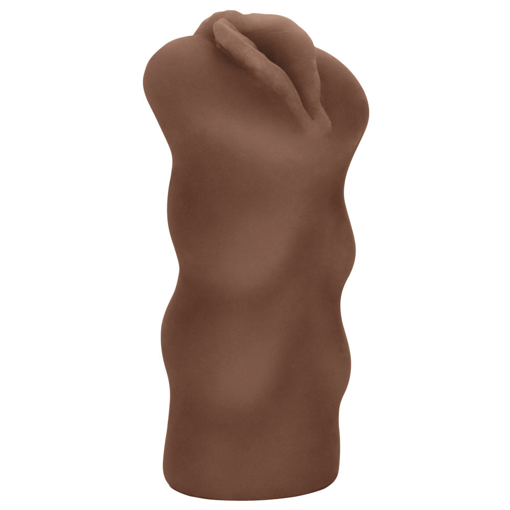 Vivid Raw® - Pound It - tight, stretchy masturbator features a textured interior for awesome stimulation & a lifelike vaginal opening with sculpted lips in a rich ebony skin tone. Brown (4)