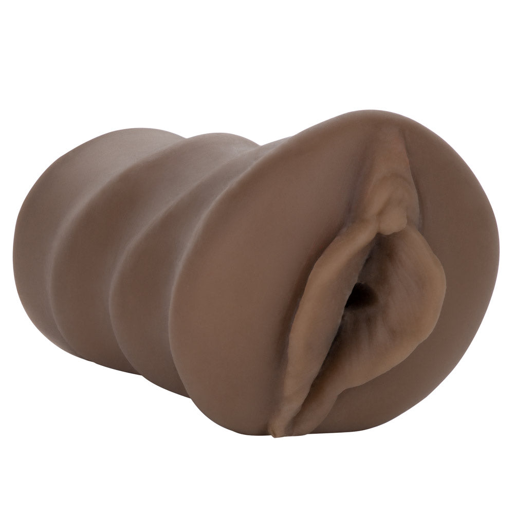 Vivid Raw® - Pound It - tight, stretchy masturbator features a textured interior for awesome stimulation & a lifelike vaginal opening with sculpted lips in a rich ebony skin tone. Brown (2)
