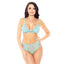 iCollection Floral Lace & Mesh Bra & Cutout Panty Women's Lingerie Set 34046 in Mint Green