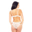 Back of iCollection Floral Lace & Mesh Bra & Cutout Panty Women's Lingerie Set 34046 in White