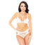 iCollection Floral Lace & Mesh Bra & Cutout Panty Women's Lingerie Set 34046 in White