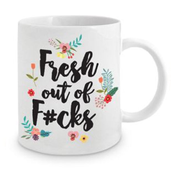 Funny Adult Humour Crude Novelty Cheeky Ceramic Mug to Get People To Leave You Alone Fresh Out of Fucks Cup