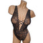 Poison Rose Exposed Strappy Side Bodysuit Teddy Women's Lingerie Black Front Small Medium Large XL
