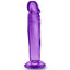 B Yours Sweet N' Small 6 inch clear purple dildo with realistic phallic shape and ridged head and skin-like folds.