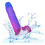 Naughty Bits® Ombré Hombre™ - Vibrating Dildo - 10 toe-curling vibration modes packed into a realistic-feeling firm yet flexible silicone body, complete with sculpted details & suction cup base. Glitter look, blue top becoming pink at base. waterproof
