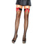 Leg Avenue - Bow Top Fishnet Thigh High Stockings - 9018. Black with Red bows