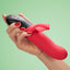 Fun Factory Bi STRONIC FUSION vibrator thrusts, pulses, vibrates, flutters & pretty much gives you everything you’ve ever wanted - India Red colour, in hand for size comparison