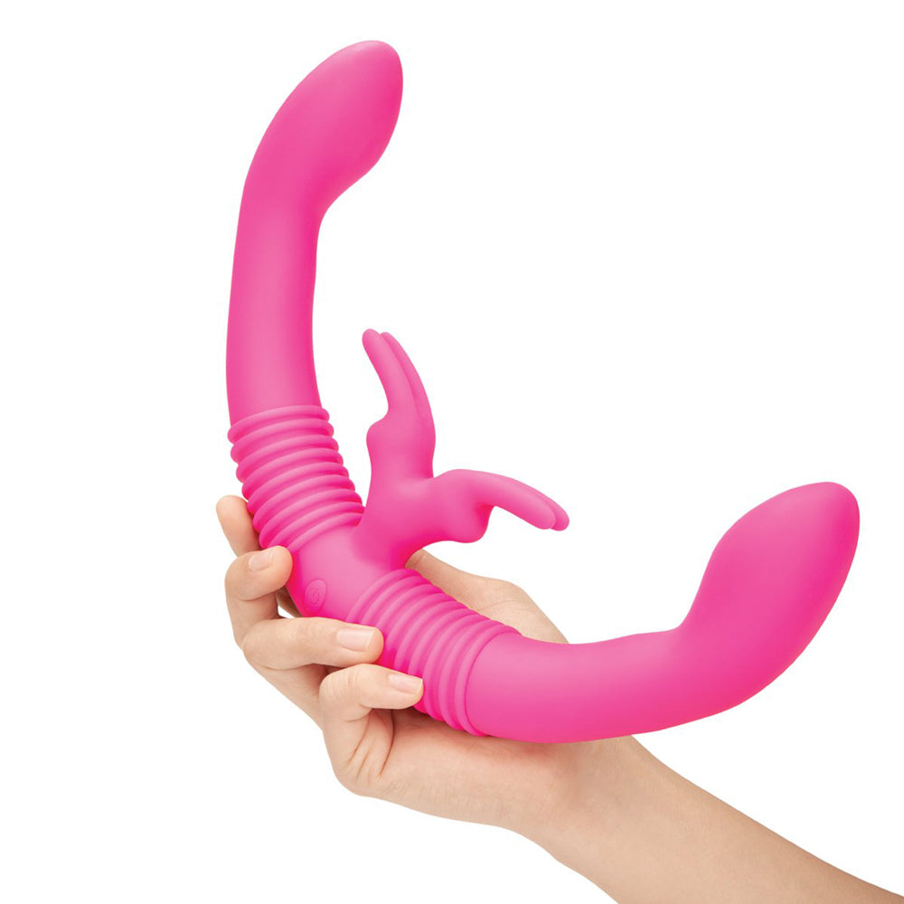Pink Together Double-Ended G-Spot & Clitoral Rabbit Vibrator for Lesbian Couples