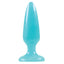 Firefly pleasure glow in the dark anal plug - small has a suction cup for versatile fun in different positions & a slim tapered shape for easy insertion. Blue.