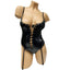 Poison Rose Wetlook Lace-Up Teddy With Suspenders