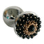 Stainless Steel Silver Anal Butt Plug With Blue & Gold Beading Embellishment Base Closeup