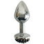 Stainless Steel Silver Anal Butt Plug With Blue & Gold Beading Embellishment Upright