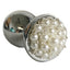 Stainless Steel Silver Anal Butt Plug With Faux Pearl Beading Embellishment Base Closeup