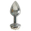 Stainless Steel Silver Anal Butt Plug With Faux Pearl Beading Embellishment Upright