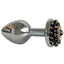 Stainless Steel Silver Anal Butt Plug With Black & Gold Beading Embellishment