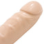 Doc Johnson - Jr. Veined Double Header 12" Dong. This double-ended dildo has 2 realistic phallic heads & a firm but flexible veiny textured shaft, perfect for solo or partnered play. White, close up