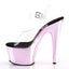 Pleaser Adore - 708 Lisa - Clear/Baby Pink Chrome, clear ankle strap, a 7" stiletto heel & a 2 and ¾" baby pink chrome-finish platform.