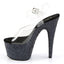 Pleaser Adore - 708LG Lisa - Clear/Black Glitter,clear ankle strap, a 7" stiletto heel & a 2 and ¾" black glitter bottom. side