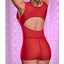 Exposed - Red Sheer Mesh Underboob Cutout Dress & Crotchless G-String Thong Panty Back