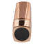 Bottom operation button on Rose Gold Case Hide & Play Rechargeable Discreet Lipstick Bullet Vibrator Sex Toy by CalExotics