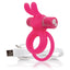 Screaming O - Charged Ohare -rechargeable 10-mode Vooom cockring vibrator has clitoral rabbit ears & a textured double-ring design. Pink (2)