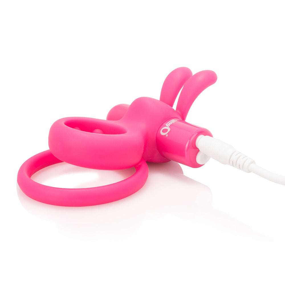 Screaming O - Charged Ohare -rechargeable 10-mode Vooom cockring vibrator has clitoral rabbit ears & a textured double-ring design. Pink (3)