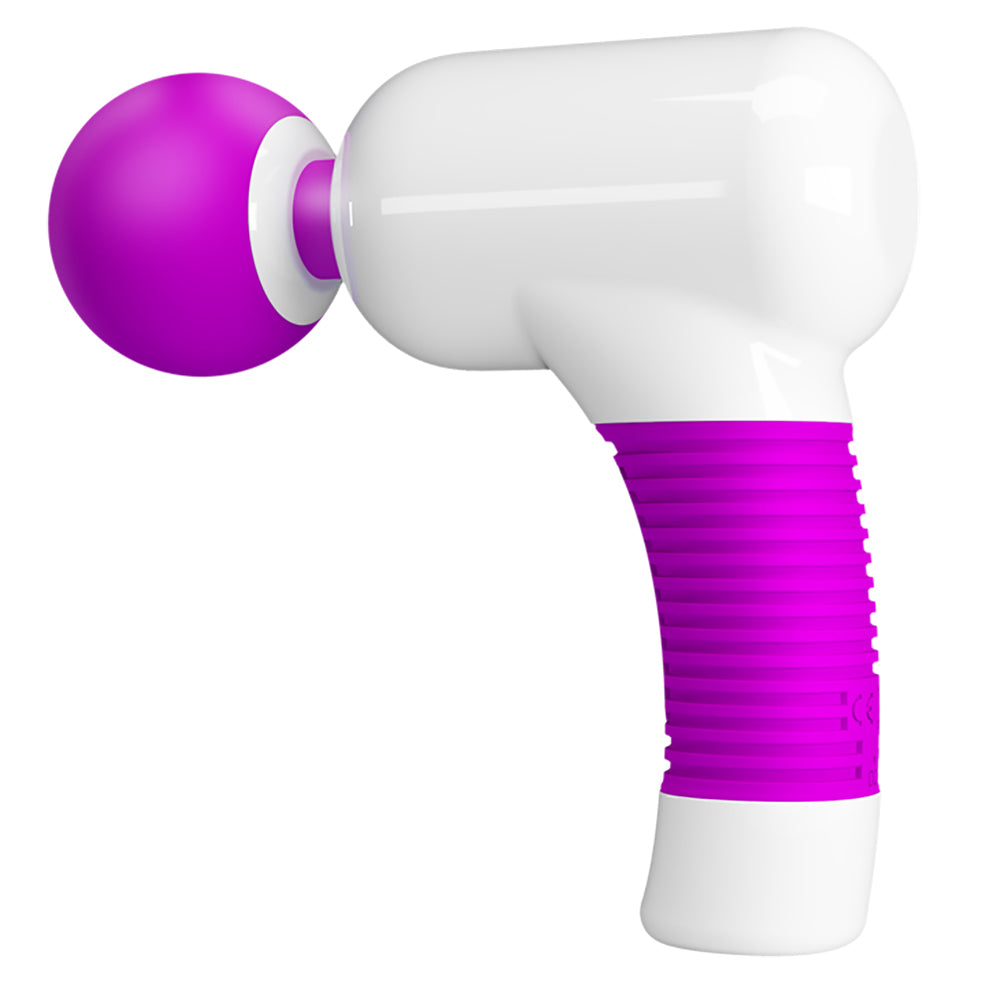 Pretty Love Super Power Vibrating Gun Massager has 7 patterns & 5 speeds of ultra-powerful vibrations, perfect for forced orgasm play. Purple. 