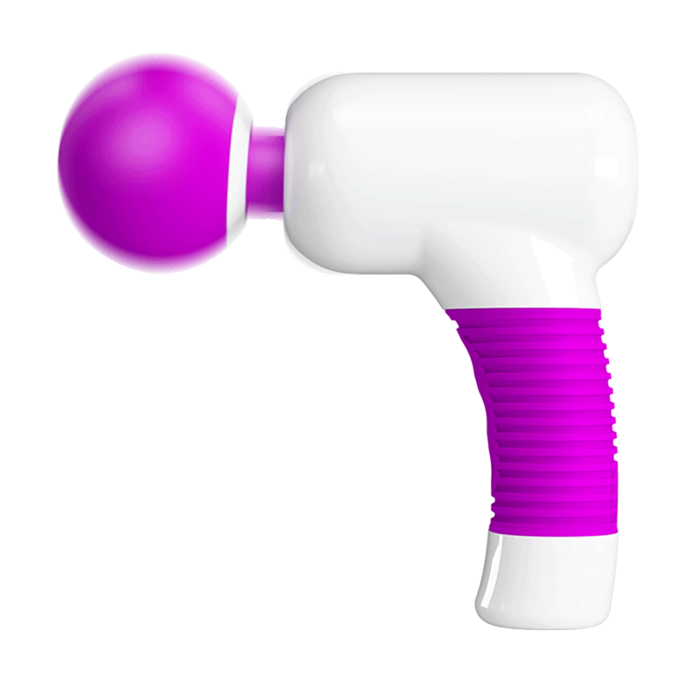 Pretty Love Super Power Vibrating Gun Massager has 7 patterns & 5 speeds of ultra-powerful vibrations, perfect for forced orgasm play. Purple-GIF.