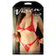 Fantasy Lingerie Vixen - No Strings Attached Bra & Side Tie Panty - Curvy - floral lace & cutouts on a halter bra & side tie panty. Red, box