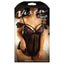 Fantasy Lingerie Vixen - Dream Lover Floral Babydoll & Panty - Curvy - plus-size black lingerie set has pink floral lace cups, strappy bust detail & peekaboo sleeves + cutout panty. Box