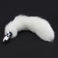 Anal Plug With White Cat Tail - tapered metal butt plug is easy to insert & includes a long slender cat-like tail . available in small or medium size plug
