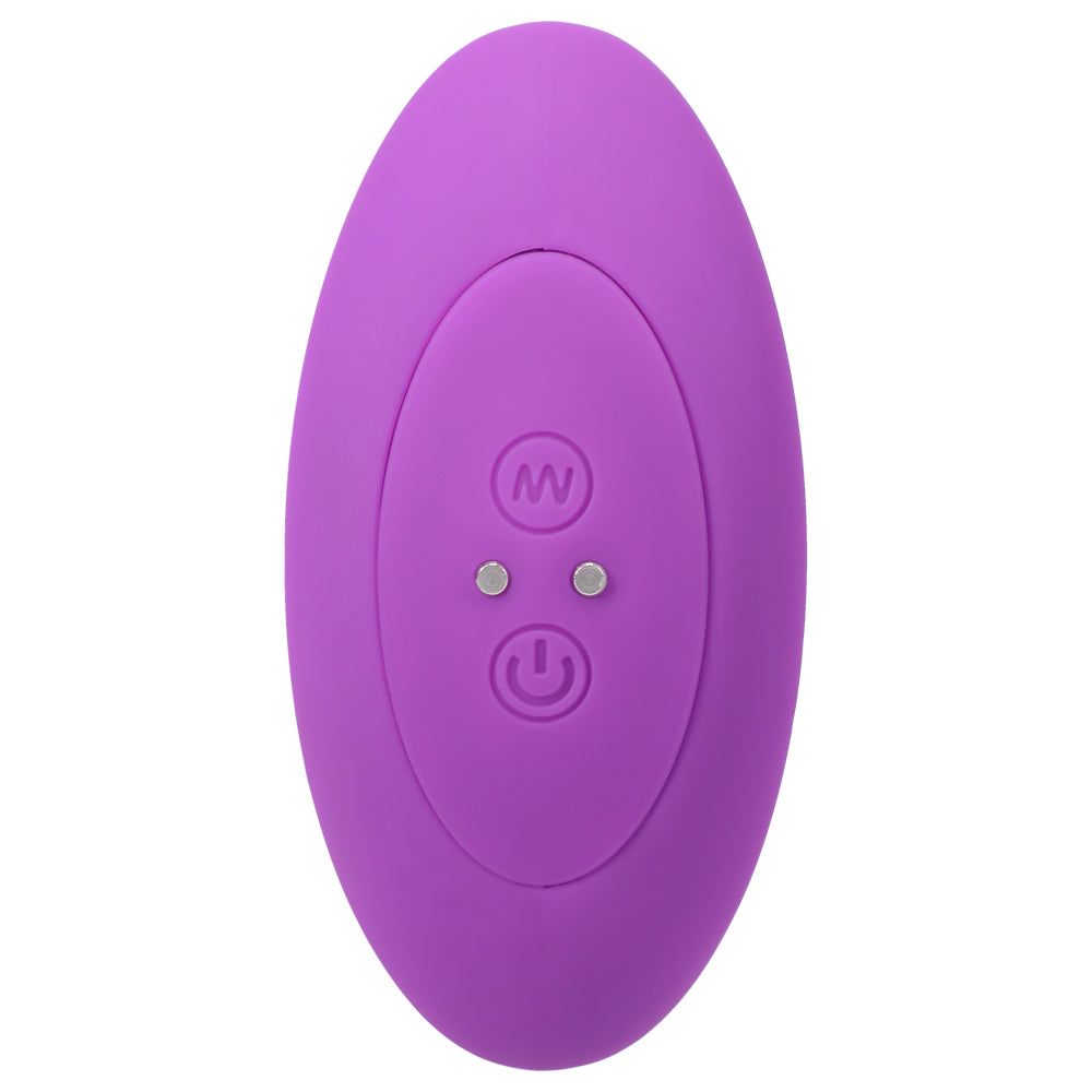 A Play Beaded Vibrating Anal Plug is shaped w/ 3 anal beads to fill you with 'popping' pleasure & is remote-controllable for hands-free fun. Purple-remote. (2)
