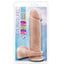 Au Naturel 9.5" Dual-Density Dildo With Suction Cup is safe for anal or vaginal play & has a phallic head + veins in dual-density TPE w/ a firm core & soft outer to feel like a real erection. Package.