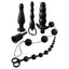Anal Fantasy Collection Deluxe Fantasy Kit has a suction cup plug, vibrating & non-vibrating beads, weighted Vibro Balls, finger sleeve & a prostate stimulator for versatile anal fun.
