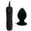 This waterproof silicone anal plug has a corded remote control w/ 7 vibration modes included for your backdoor pleasure & suction cup for hands-free fun. Black.