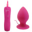 This waterproof silicone anal plug has a corded remote control w/ 7 vibration modes included for your backdoor pleasure & suction cup for hands-free fun. Pink.